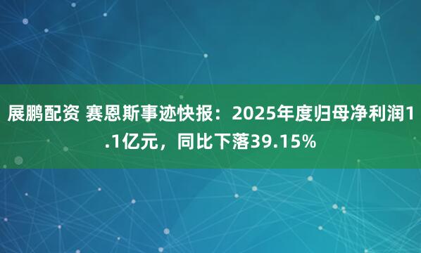 展鹏配资 赛恩斯事迹快报:2025年度归母净利润1.1亿元,同比下落39.15%