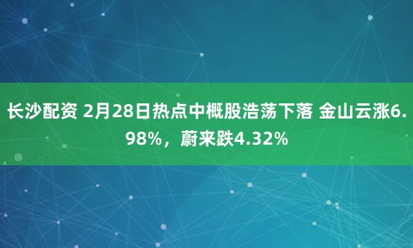 长沙配资 2月28日热点中概股浩荡下落 金山云涨6.98%，蔚来跌4.32%